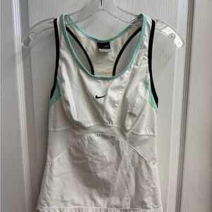 Nike White and Light Green Dri-FIT Tank